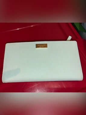 Light Blue Saffiano Long Wallet with Gold Plate